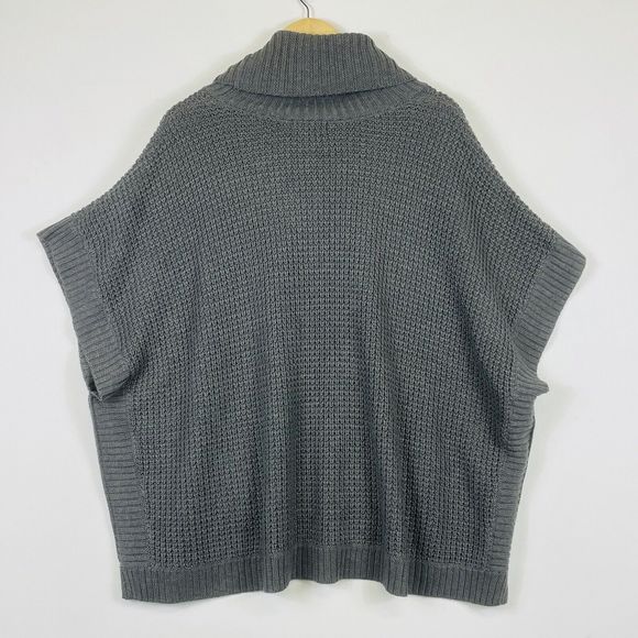 Neiman Marcus Brown Grey Chunky Knit Oversize Shawl Drape Sweater Womens Medium - Picture 5 of 6
